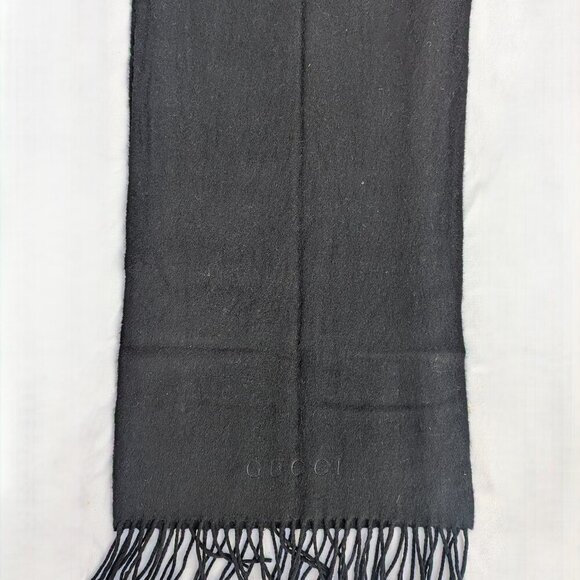 Gucci Authentic Scarf Black 100% Cashmere Unisex Scarf Made in Italy. - Picture 3 of 8